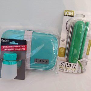 Zona Bento Box & Reusable Stainless Green Straw